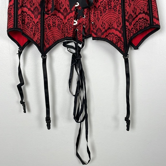 Adore Me Scarlet lace women corset hook lace up closure with garters size XL - Picture 2 of 7
